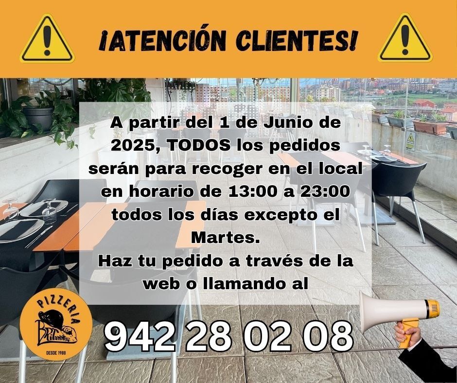 SOLO PEDIDOS PARA RECOGER EN EL LOCAL 